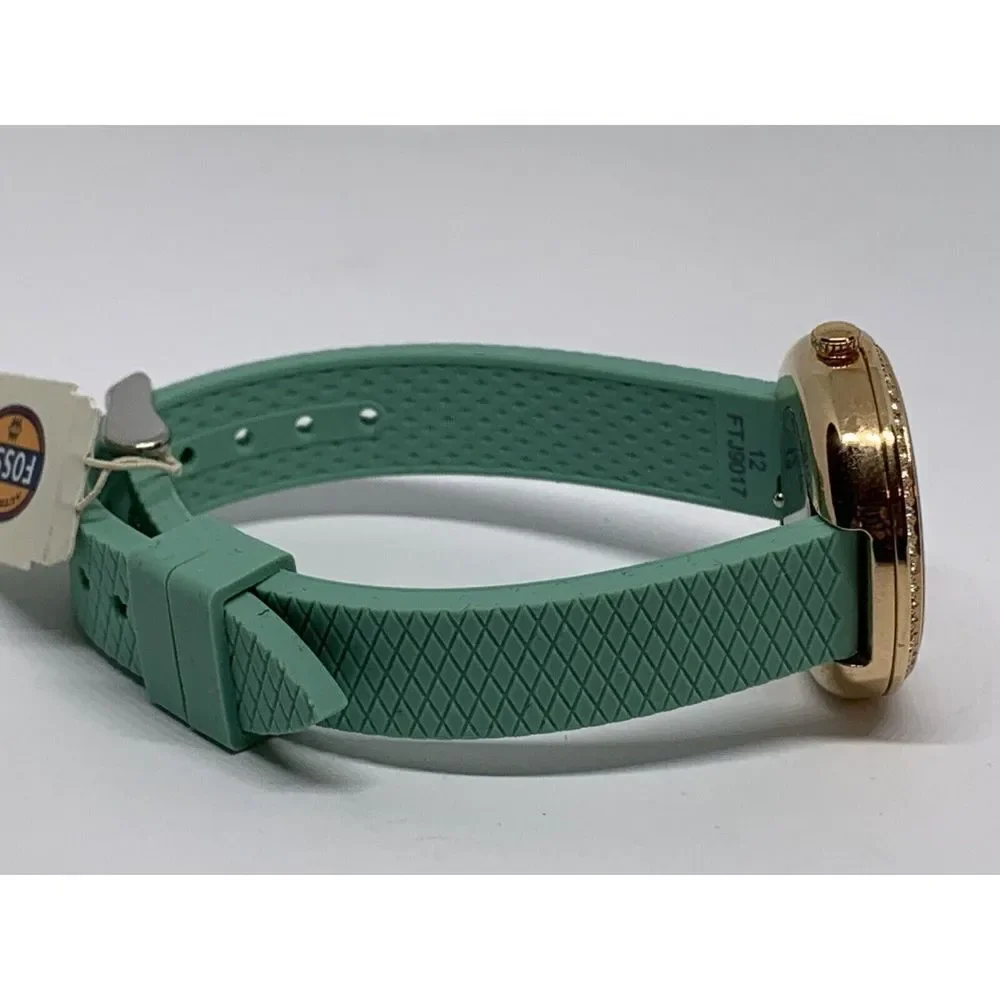 Fossil ES4403 Women's Green Silicone Analog Silver Dial Quartz Wrist Watch LW14
